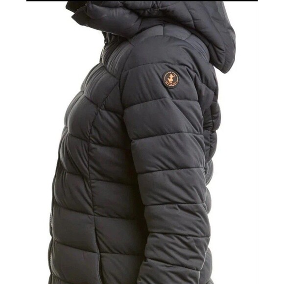 SAVE THE DUCK Black Dorothy Quilted Removable Hood Puffer Jacket NWT Size 5 L/XL - Picture 6 of 12